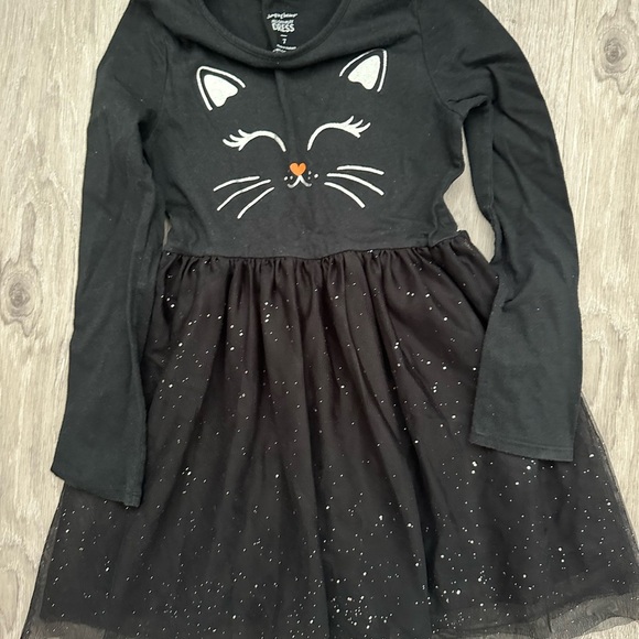Black Cat Face Dress with Sparkle Skirt Girls 7 - Picture 2 of 3